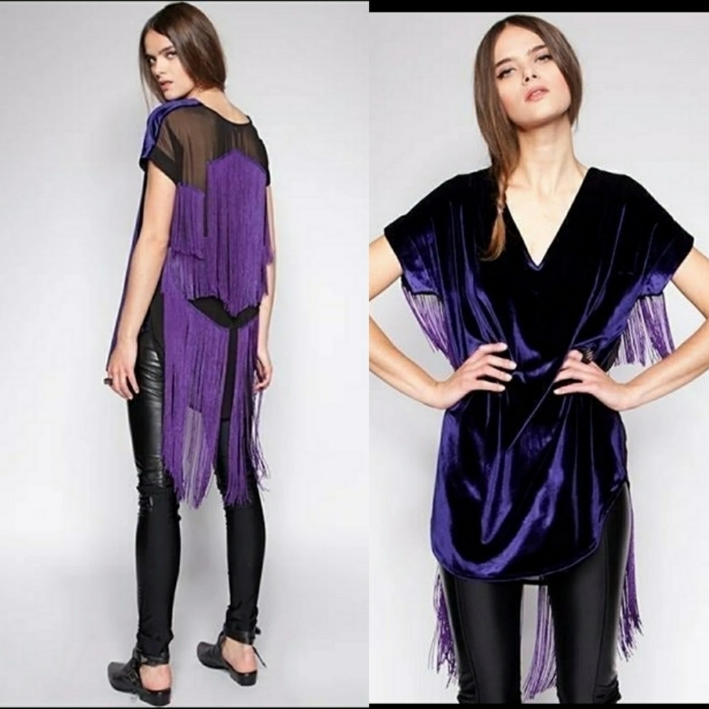 Pixie Market Love Dollybird Velvet tassel dress